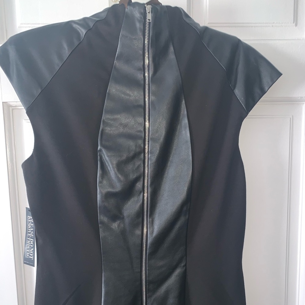 Black Faux Leather Dress with Silver Zipper Detail